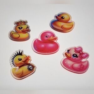 Acrylic Flatback Duck Jeep  Rubber Ducky Badge Clip Keychain Crafts 5 Pc Journal